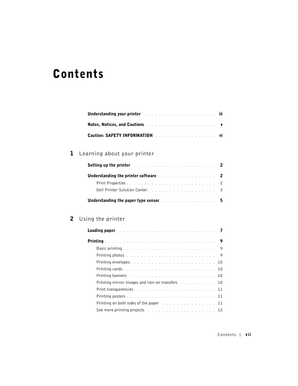 Dell J740 Personal Inkjet Printer User Manual | Page 7 / 68