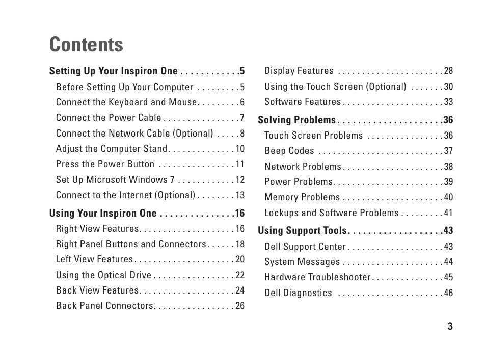 Dell Inspiron One 19 (Mid 2009) User Manual | Page 5 / 80