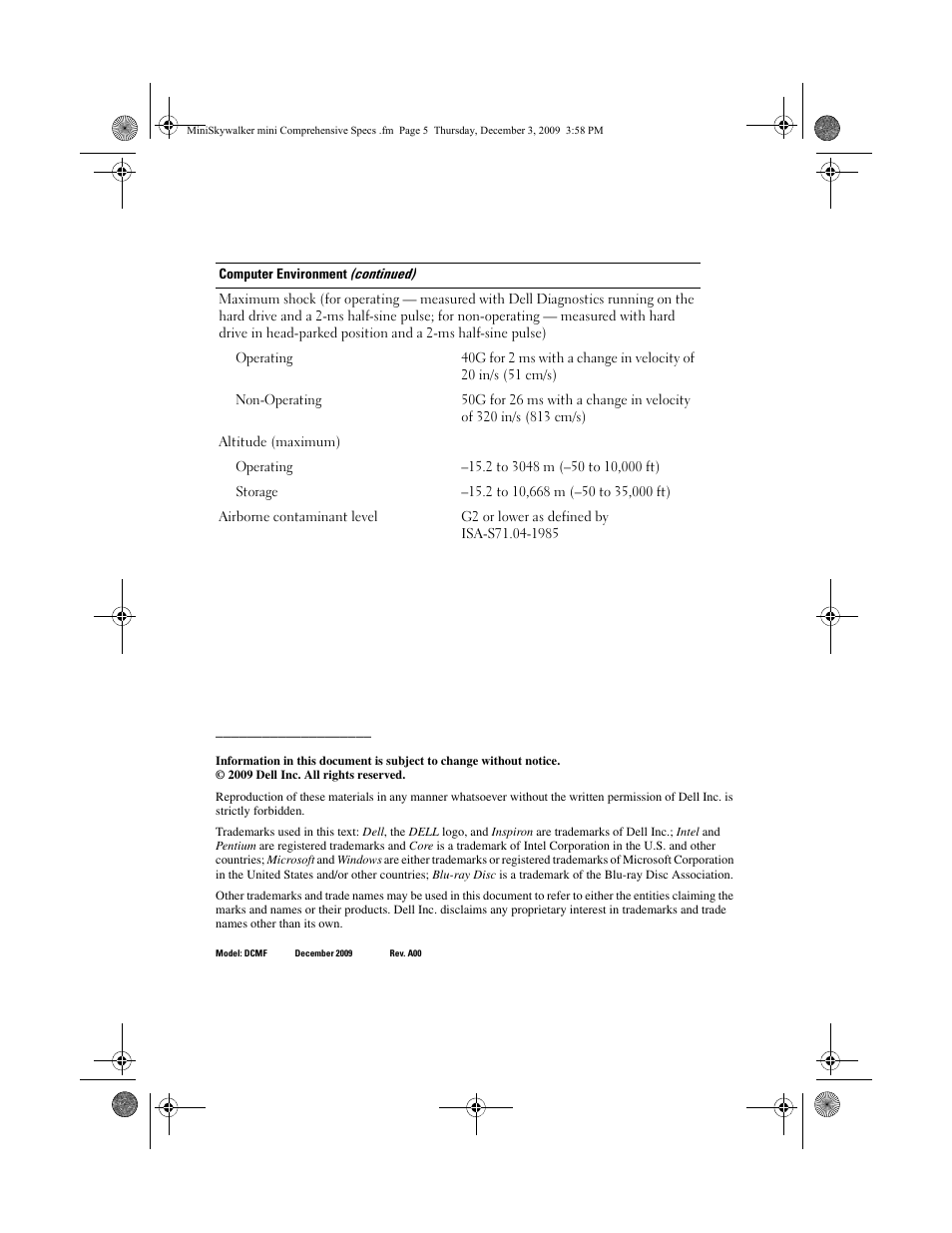 Dell Inspiron 580 (Late 2009) User Manual | Page 5 / 6