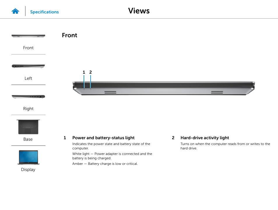 Views, Front | Dell Inspiron 14 (5445, Mid 2014) User Manual | Page 2 / 22