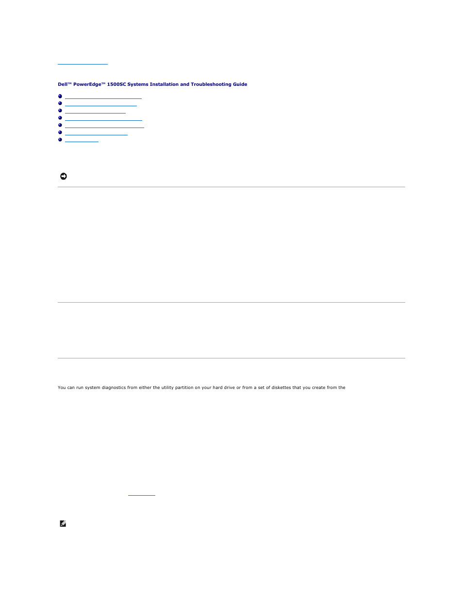 Running system diagnostics, Features of the system diagnostics, When to use system diagnostics | Starting system diagnostics | Dell PowerEdge 1500SC User Manual | Page 15 / 67