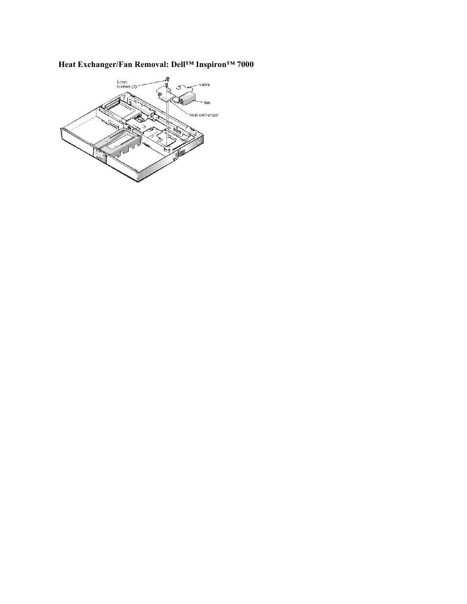 Heat exchanger/fan removal: dell™ inspiron™ 7000 | Dell Inspiron 7000 User Manual | Page 39 / 104