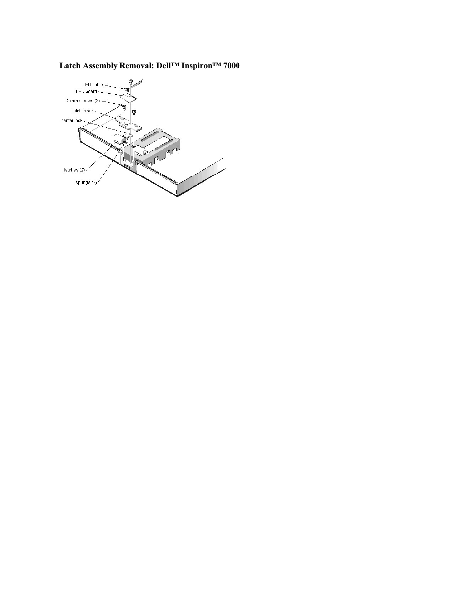 Latch assembly removal: dell™ inspiron™ 7000 | Dell Inspiron 7000 User Manual | Page 52 / 104