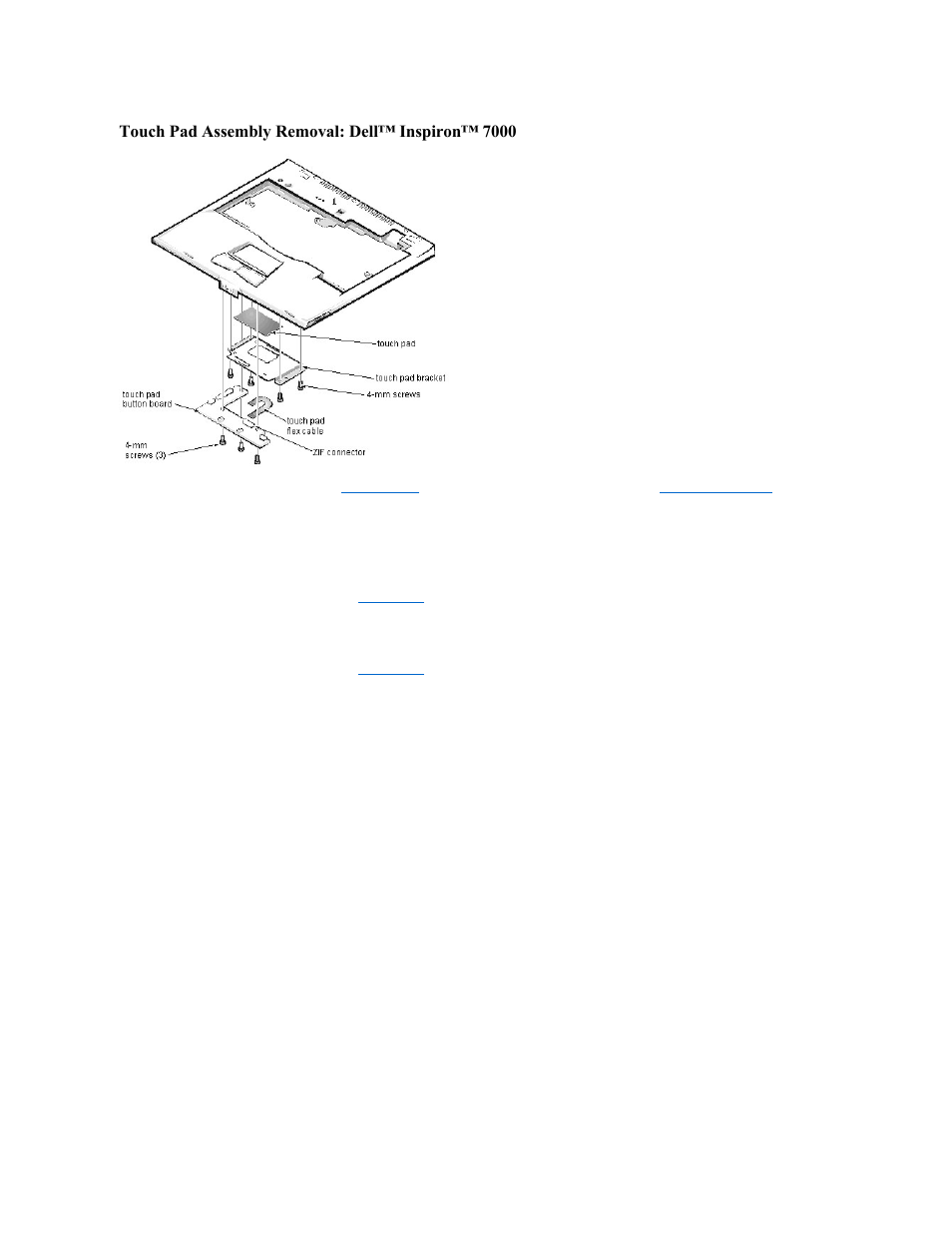 Touch pad assembly removal: dell™ inspiron™ 7000 | Dell Inspiron 7000 User Manual | Page 98 / 104