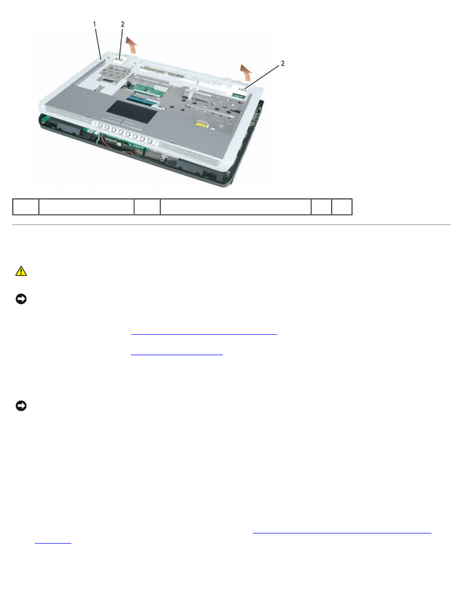 Replacing the palm rest | Dell XPS M140 (MXC051, Late 2005) User Manual | Page 52 / 72