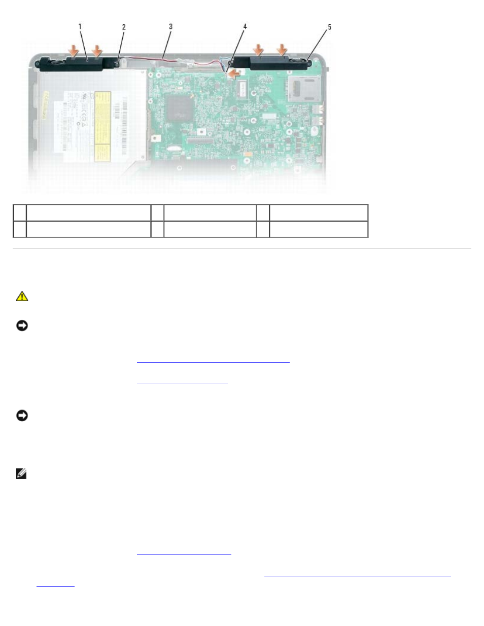 Replacing the speakers | Dell XPS M140 (MXC051, Late 2005) User Manual | Page 63 / 72