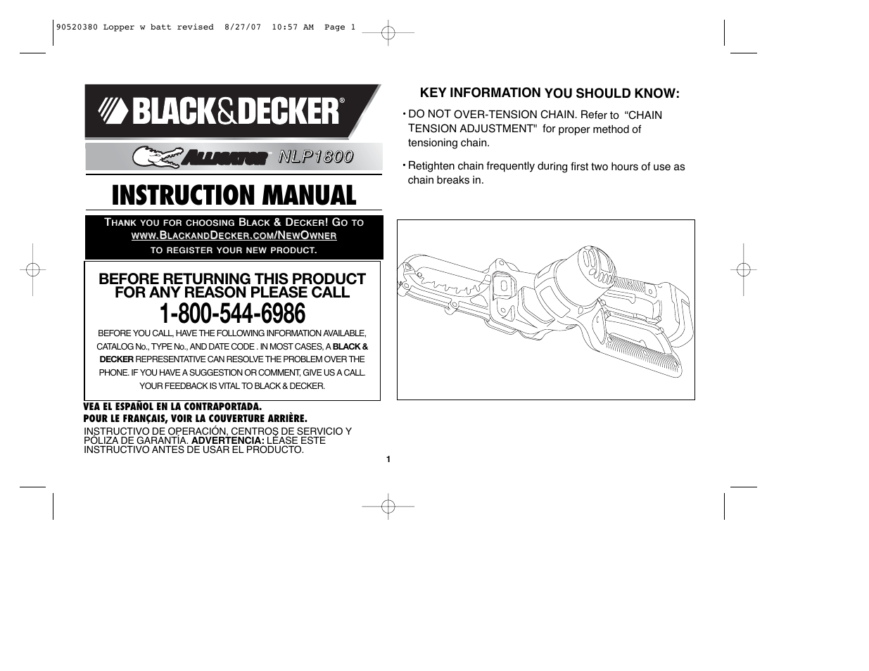 Black & Decker Alligator 90520380 User Manual | 44 pages