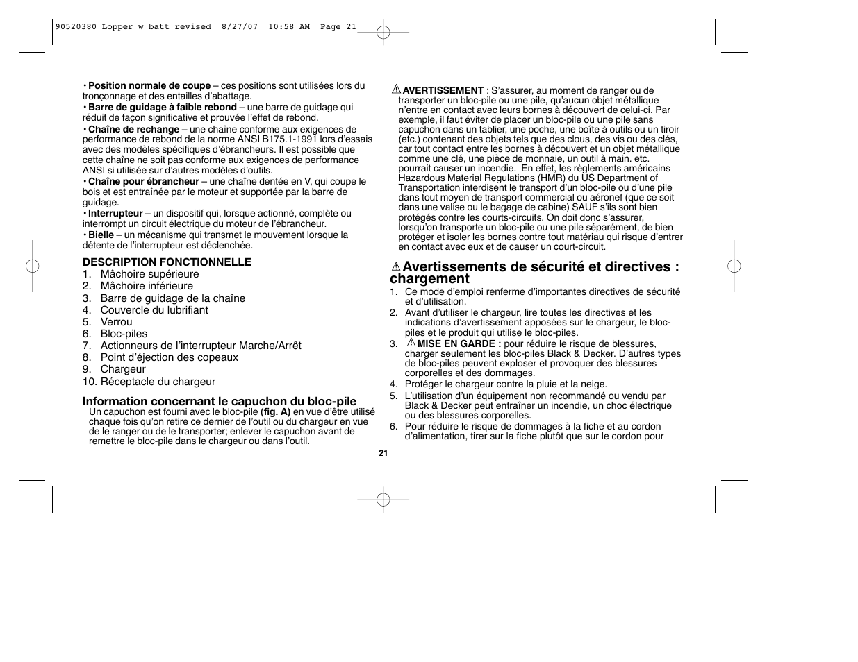 Black & Decker Alligator 90520380 User Manual | Page 21 / 44
