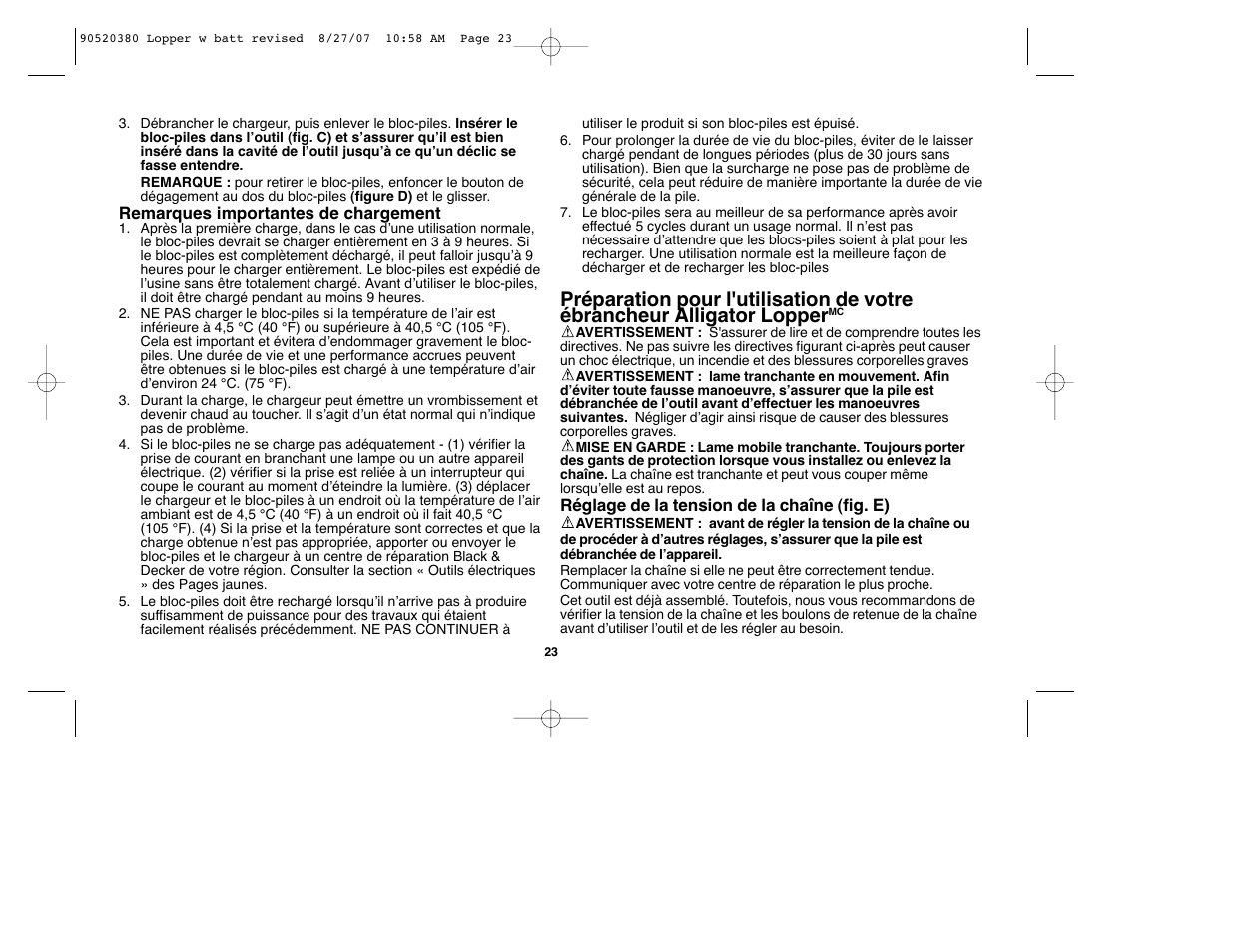 Black & Decker Alligator 90520380 User Manual | Page 23 / 44