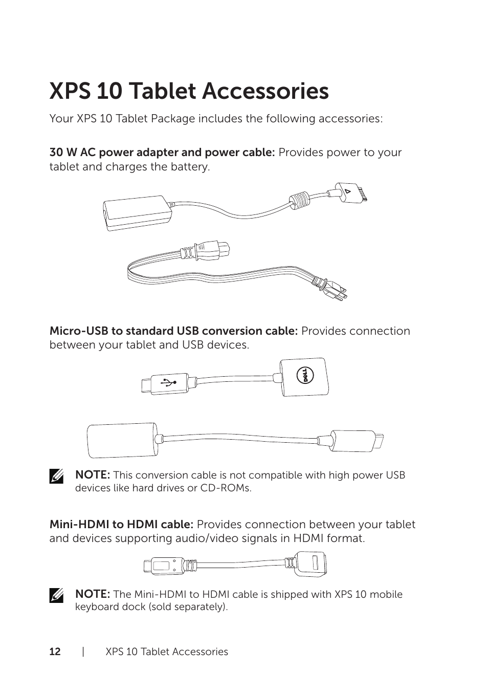 Xps 10 tablet accessories | Dell XPS 10 Tablet User Manual | Page 12 / 56