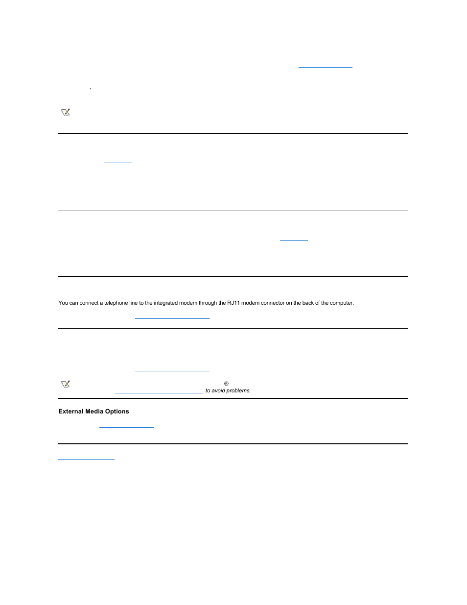 Ac adapter, Audio devices, Modem connector | Nic connector, External media options, Microphone (mic in) jack, Ac adapter connector, External media bay connector, External media bay | Dell Latitude L400 User Manual | Page 41 / 84