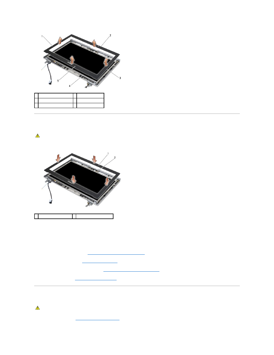 Replacing the display bezel (e6400 atg) | Dell Latitude E6400 User Manual | Page 32 / 99