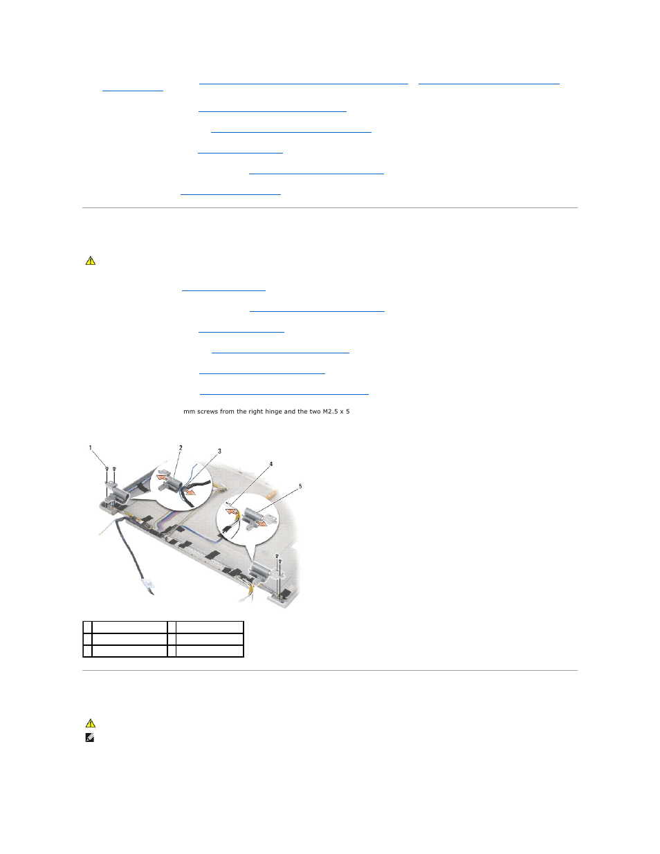 Removing the display hinges (e6400 atg), Replacing the display hinges (e6400 atg) | Dell Latitude E6400 User Manual | Page 40 / 99