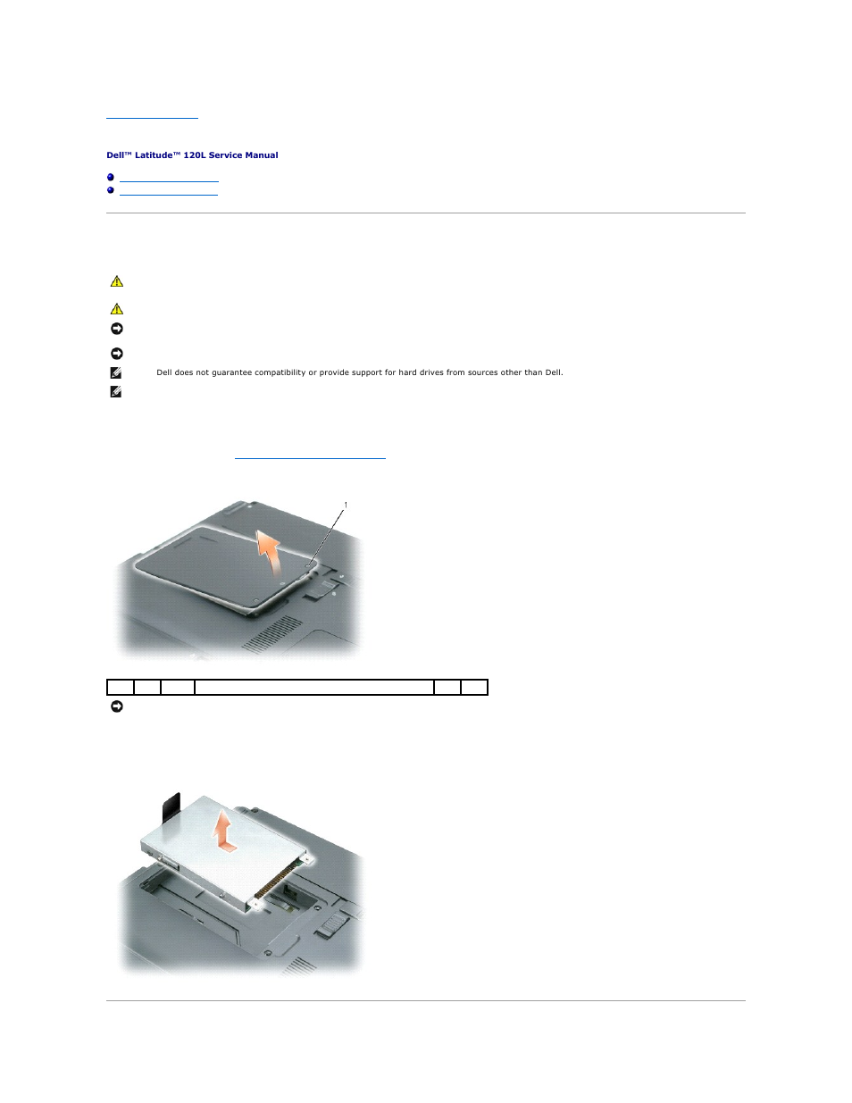 Hard drive, Removing the hard drive | Dell Latitude 120L User Manual | Page 23 / 42