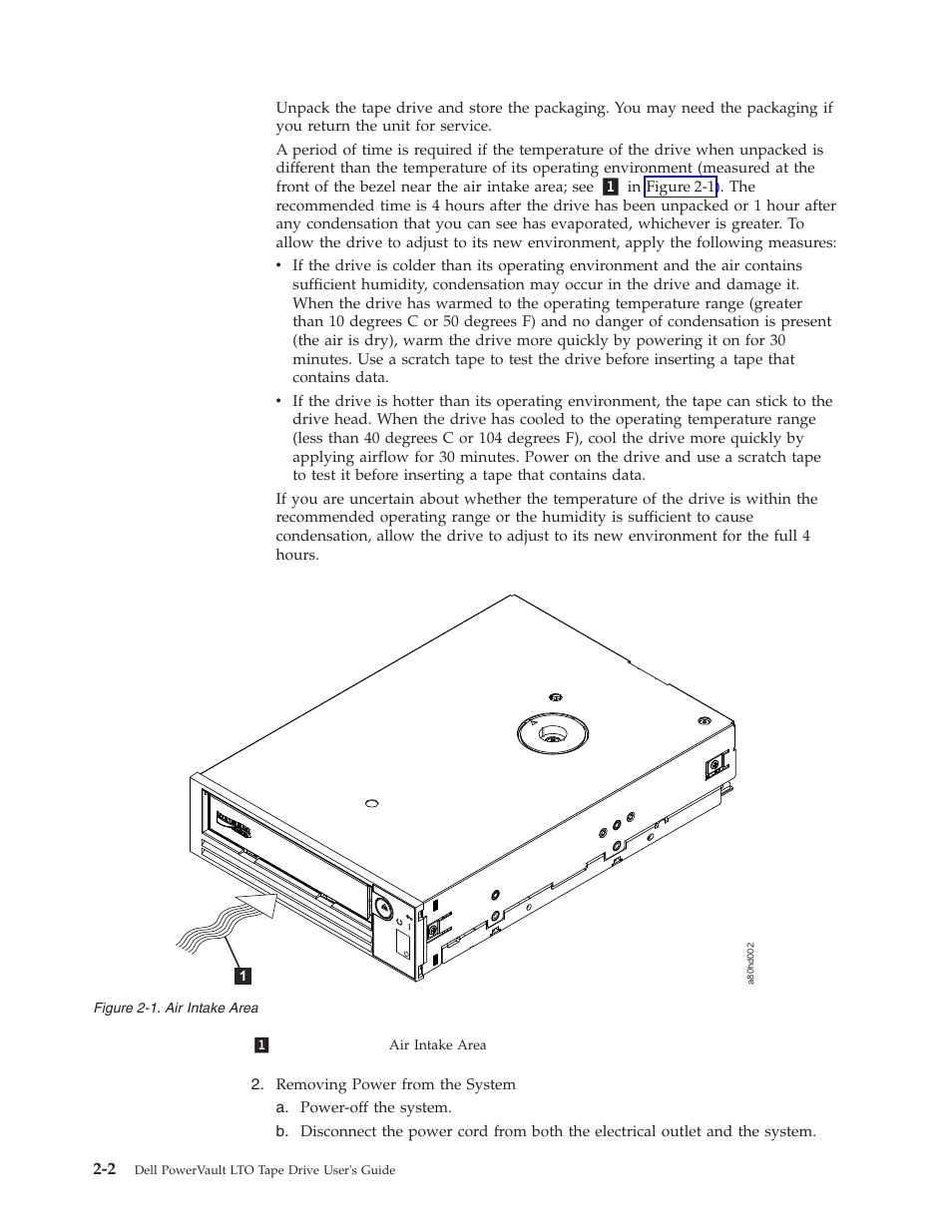 Air intake area | Dell Powervault LTO6 User Manual | Page 18 / 93