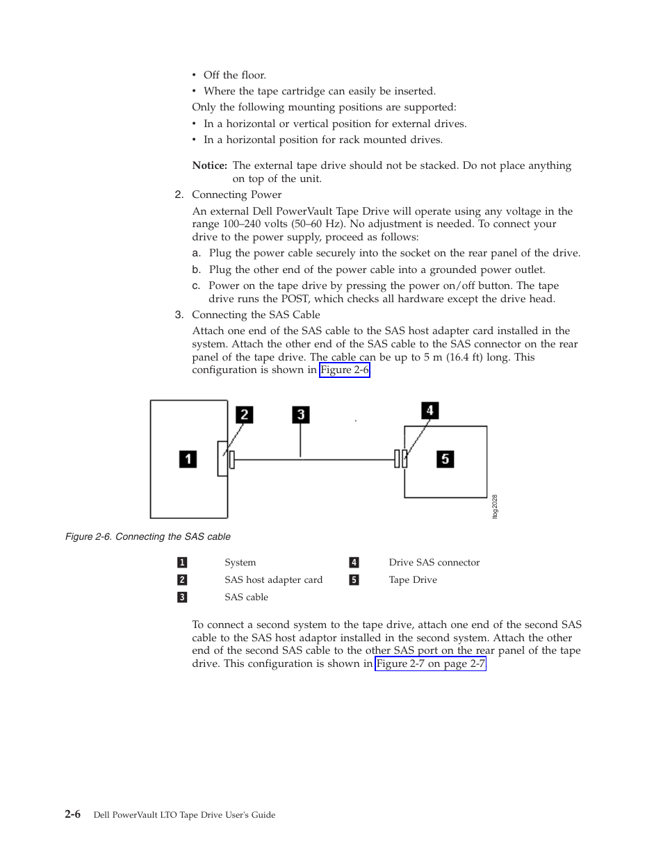 Connecting the sas cable | Dell Powervault LTO6 User Manual | Page 22 / 93