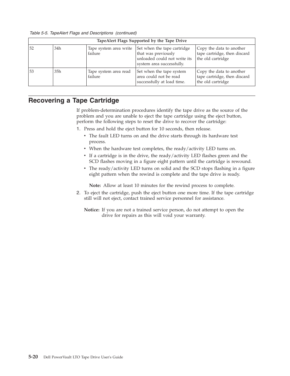 Recovering a tape cartridge | Dell Powervault LTO6 User Manual | Page 56 / 93