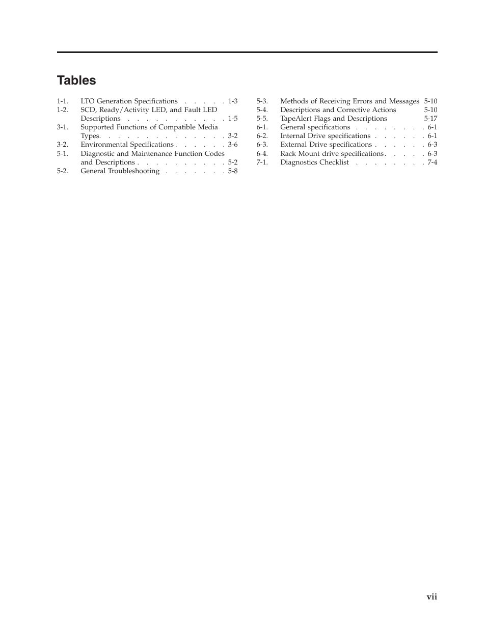 Tables, Tables . . . . . . . . . . . . . . . vii | Dell Powervault LTO6 User Manual | Page 7 / 93