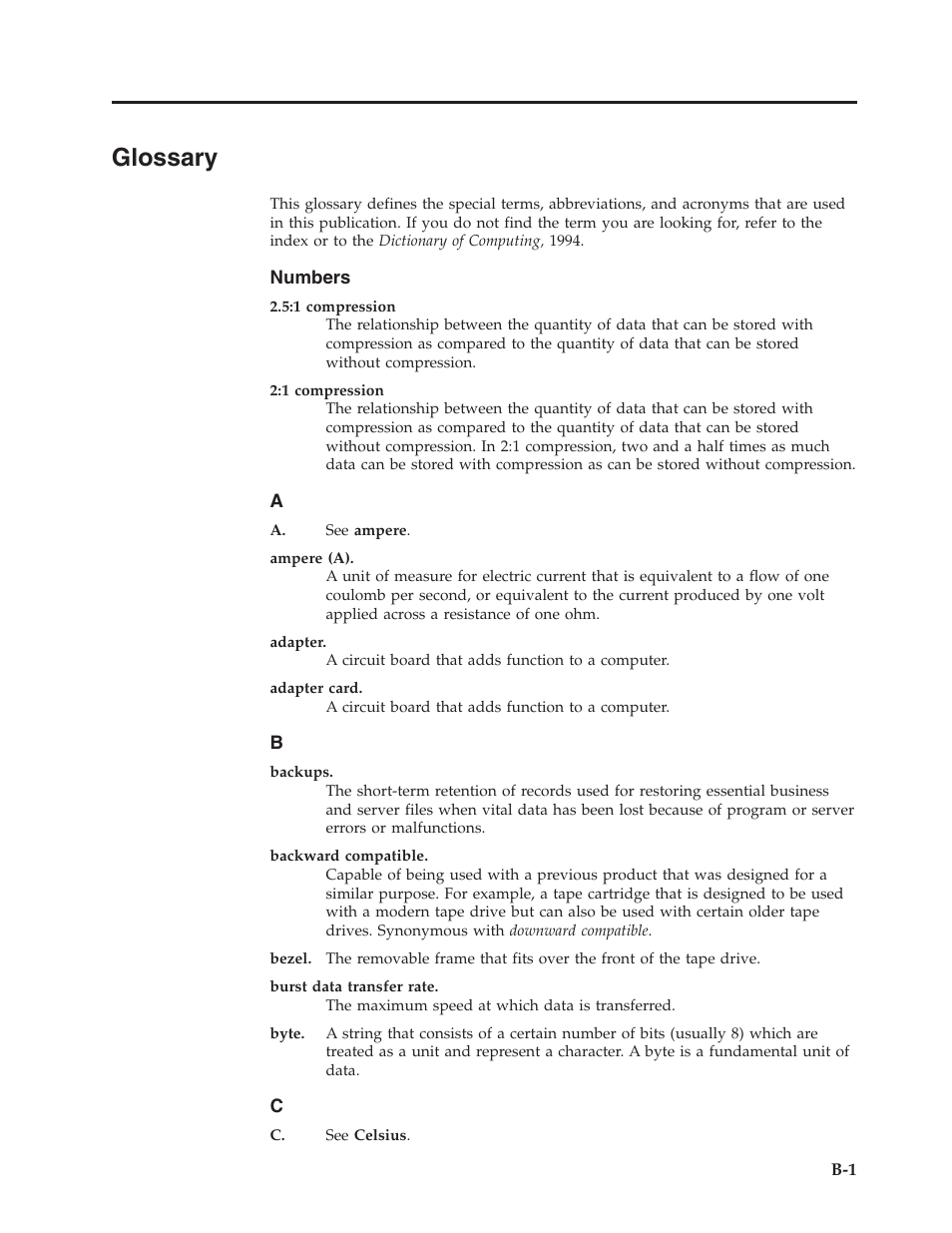 Glossary, Glossary . . . . . . . . . . . . . b-1 | Dell Powervault LTO6 User Manual | Page 83 / 93