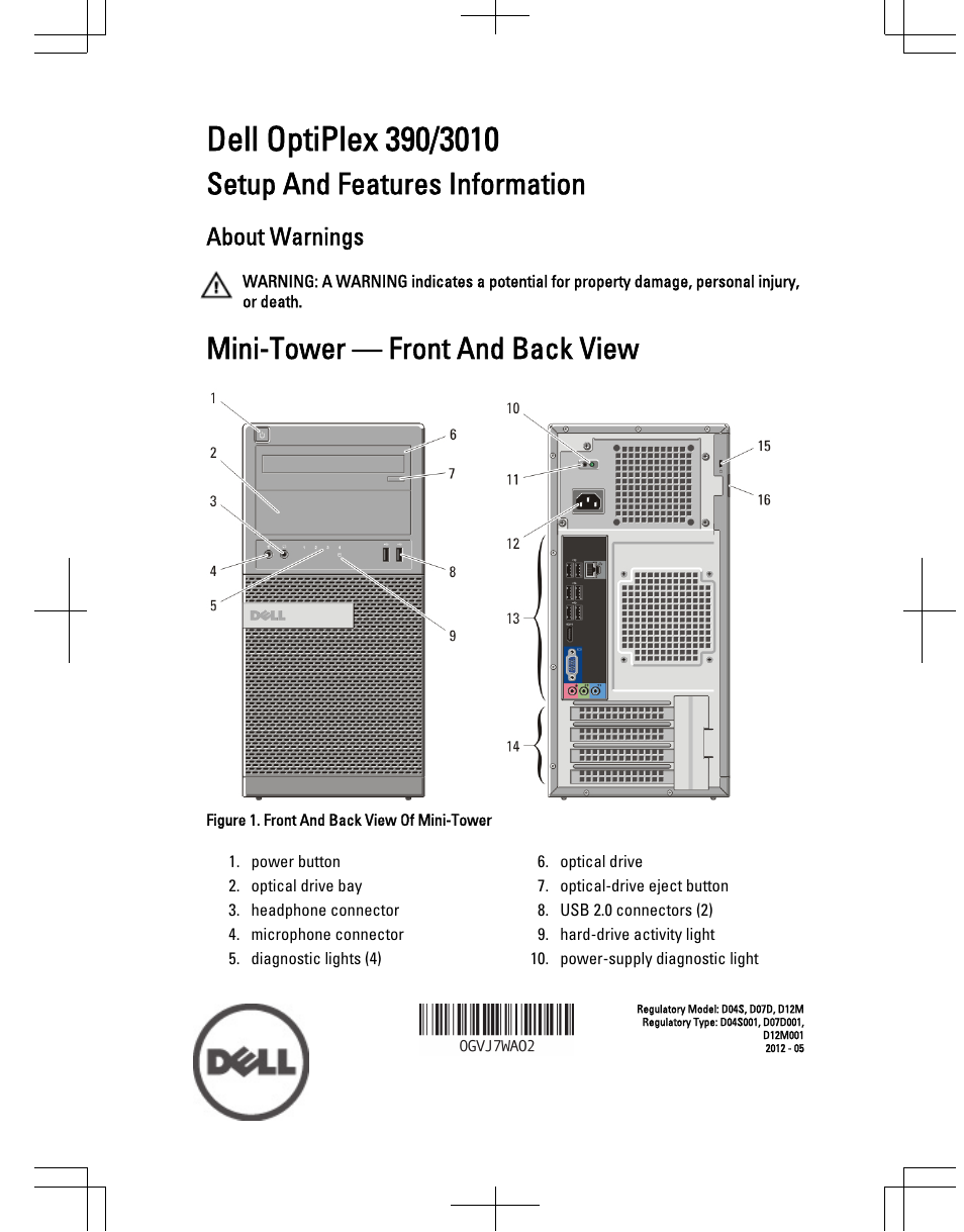 Dell OptiPlex 3010 (Mid 2012) User Manual | 9 pages