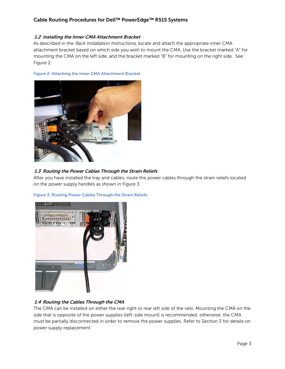 Installing the inner cma attachment bracket, Routing the cables through the cma | Dell PowerEdge Rack Enclosure 4020S User Manual | Page 5 / 11