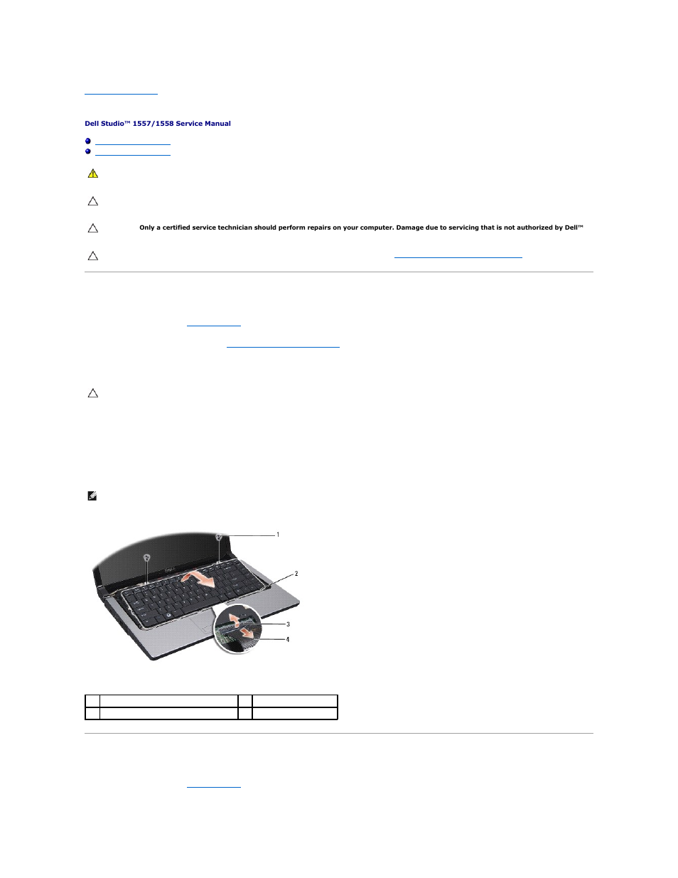 Keyboard, Removing the keyboard, Replacing the keyboard | Dell Studio 1558 (Early 2010) User Manual | Page 26 / 49