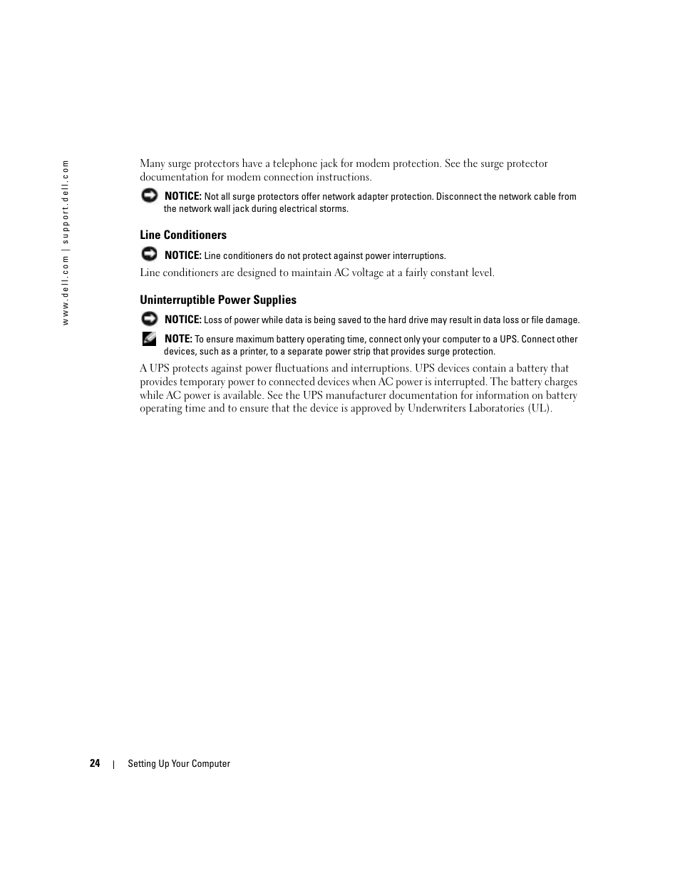 Line conditioners, Uninterruptible power supplies | Dell Inspiron 700M User Manual | Page 24 / 114