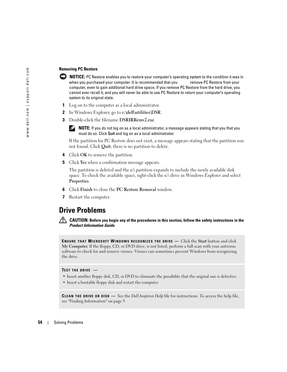 Drive problems | Dell Inspiron 700M User Manual | Page 54 / 114