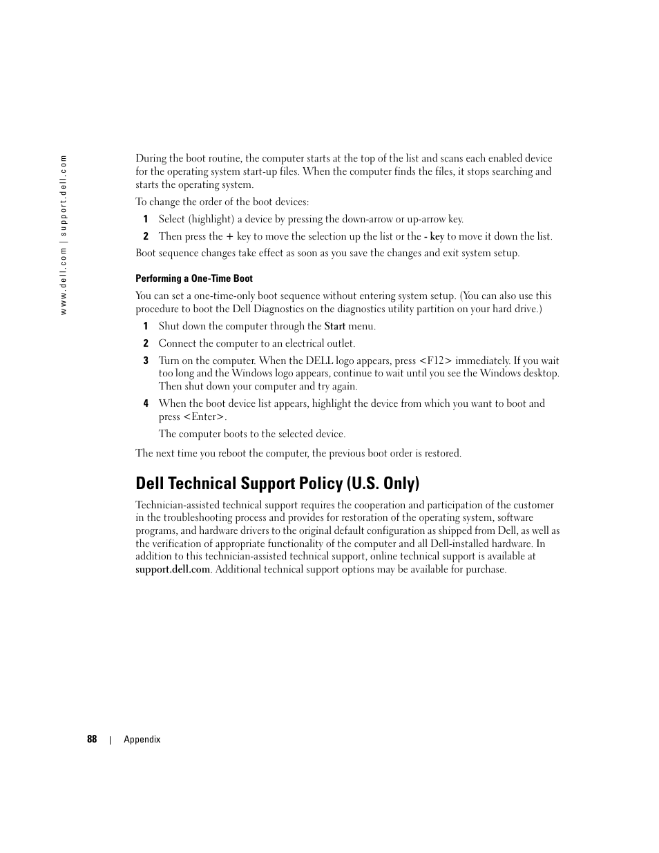 Dell technical support policy (u.s. only) | Dell Inspiron 700M User Manual | Page 88 / 114