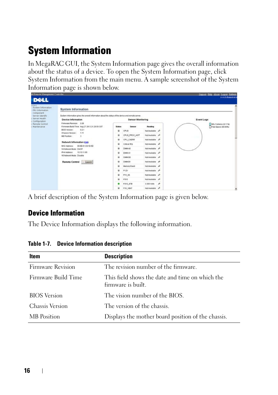 System information, Device information | Dell PowerEdge C5230 User Manual | Page 18 / 74