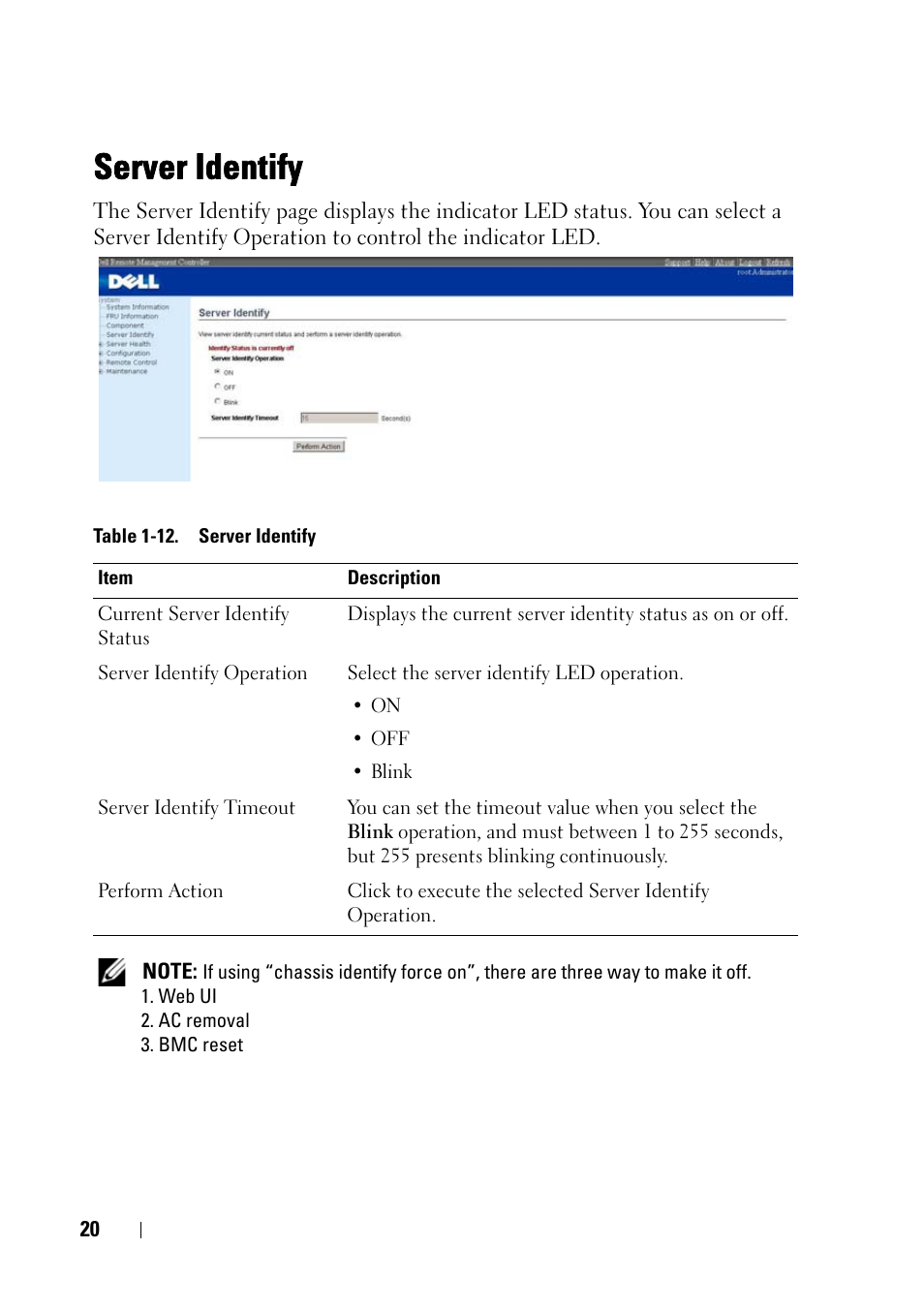Server identify | Dell PowerEdge C5230 User Manual | Page 22 / 74