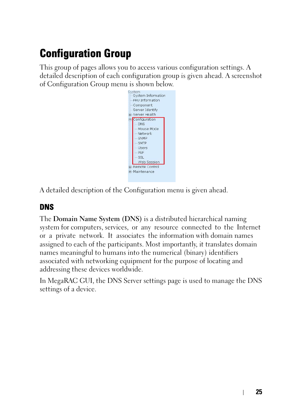 Configuration group | Dell PowerEdge C5230 User Manual | Page 27 / 74