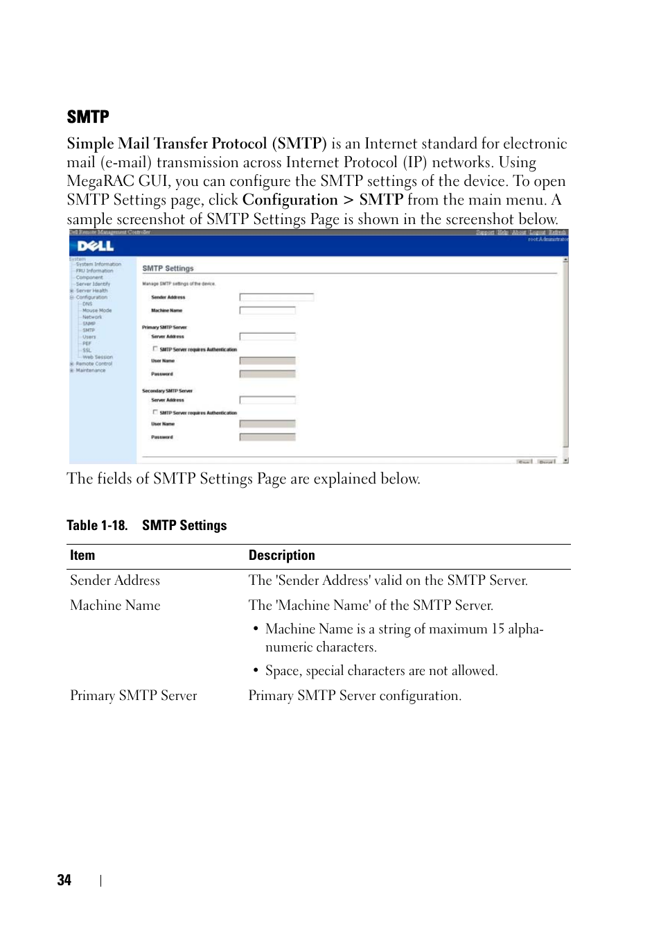 Smtp | Dell PowerEdge C5230 User Manual | Page 36 / 74