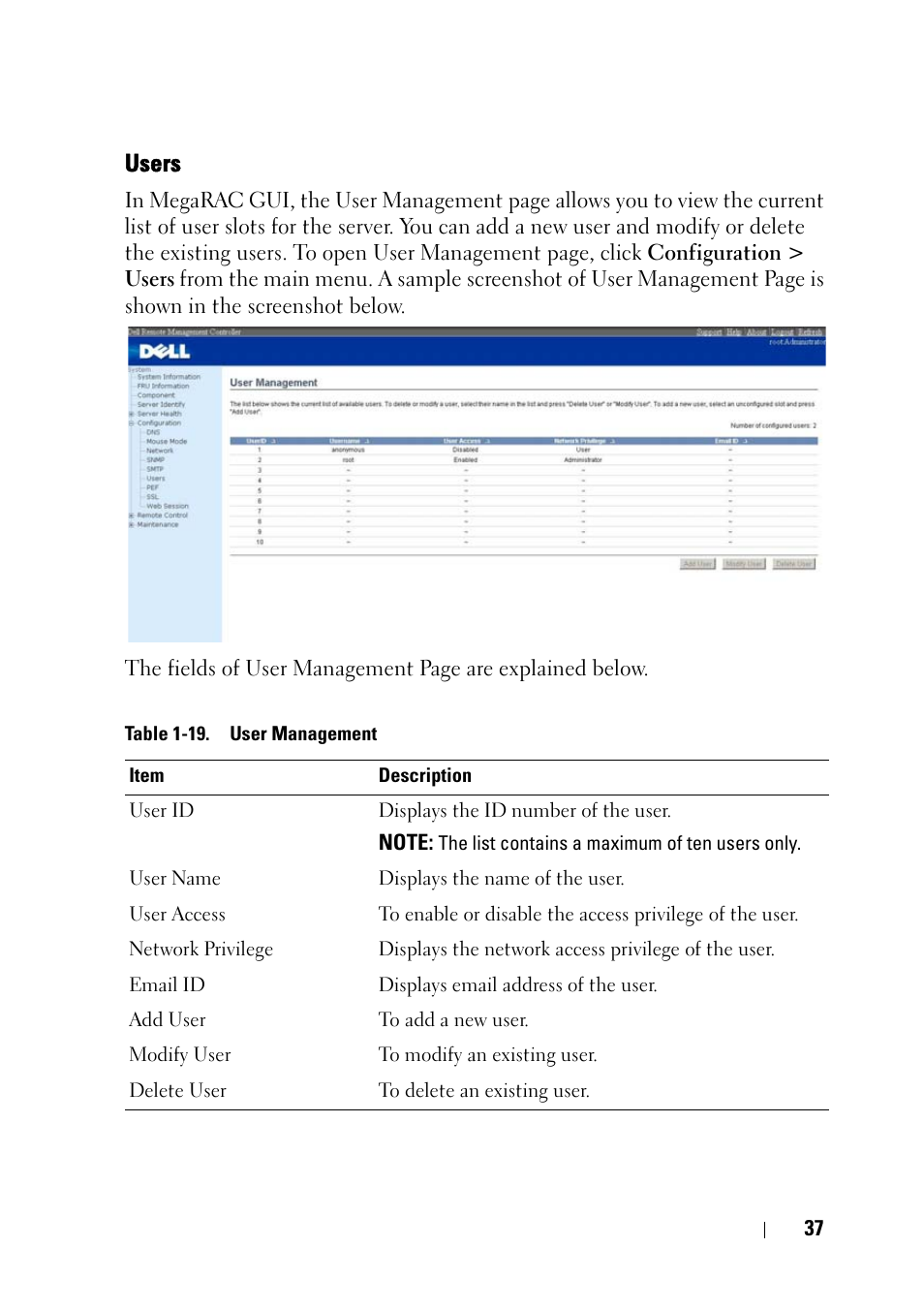 Users | Dell PowerEdge C5230 User Manual | Page 39 / 74