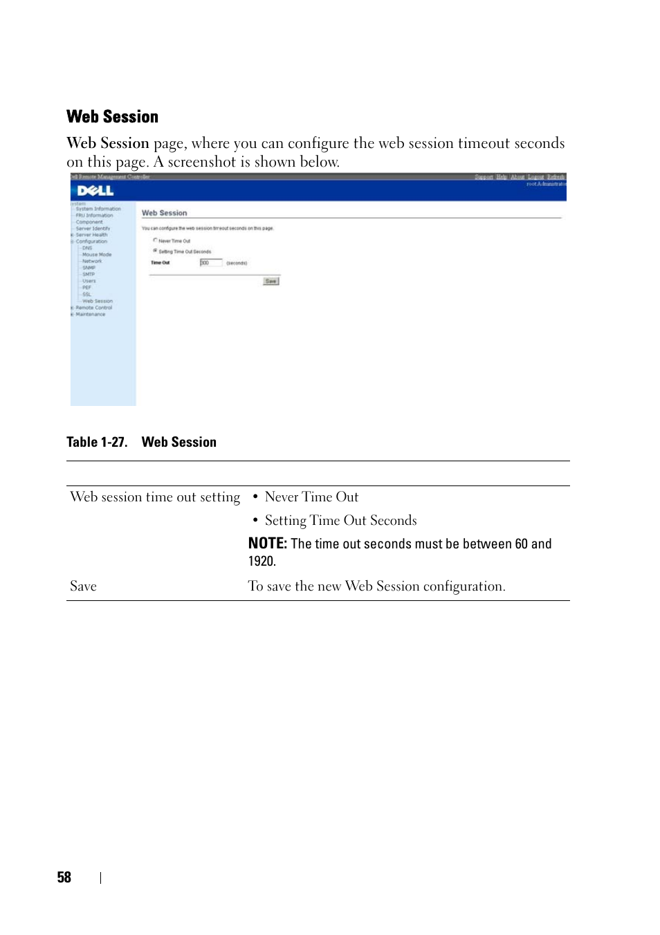 Web session | Dell PowerEdge C5230 User Manual | Page 60 / 74