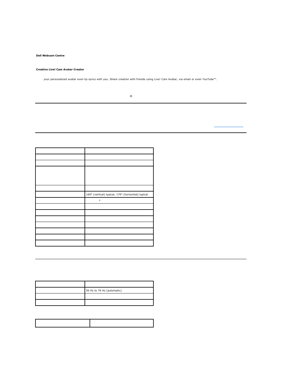 Plug and play capability, Flat panel specifications, Resolution specifications | Video supported modes | Dell SX2210WFP Monitor User Manual | Page 9 / 37