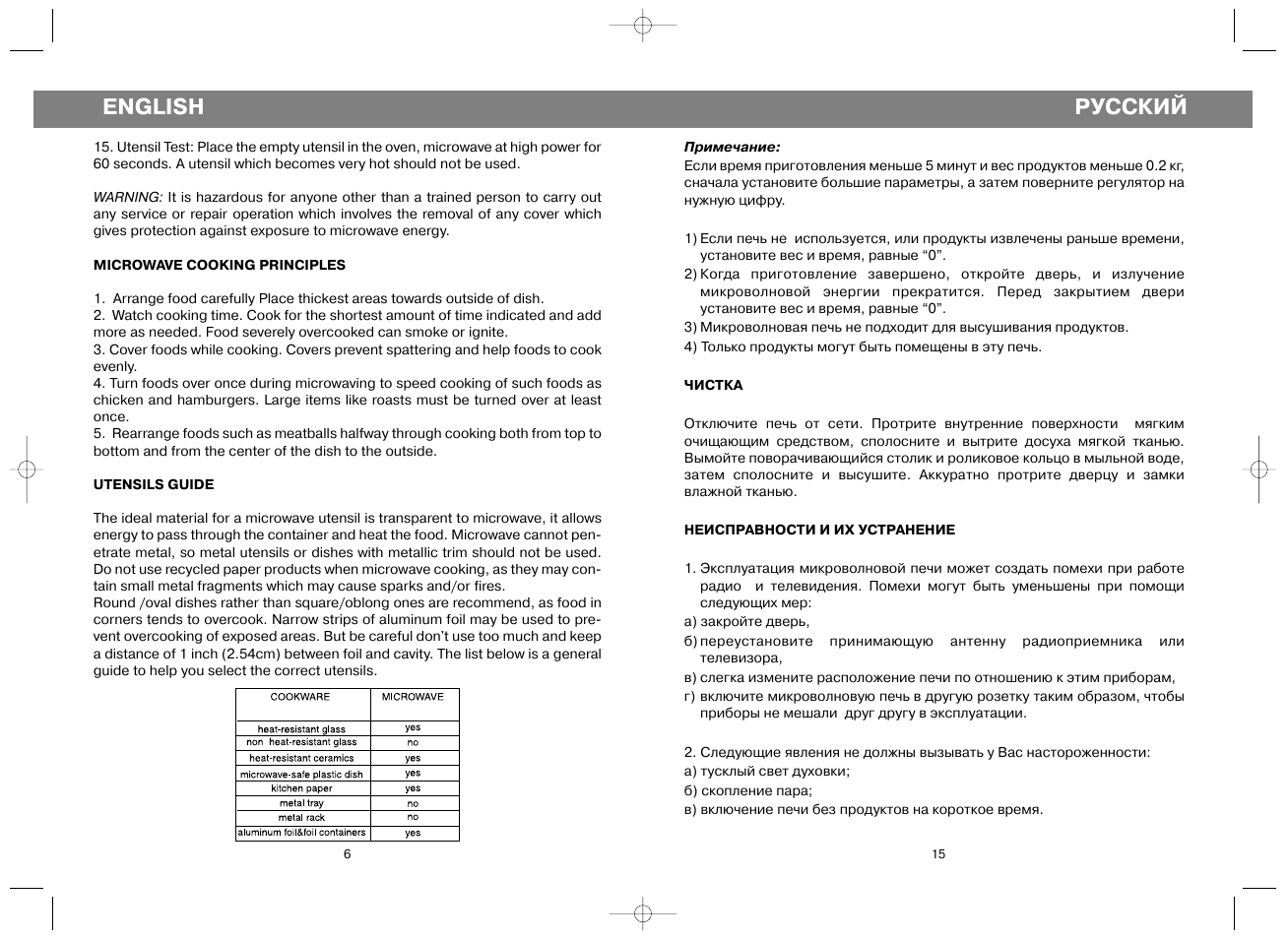 Русский, English | Vitek VT-1653 User Manual | Page 6 / 10