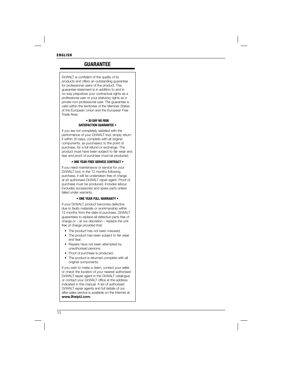Guarantee | Black & Decker D25600 User Manual | Page 15 / 16