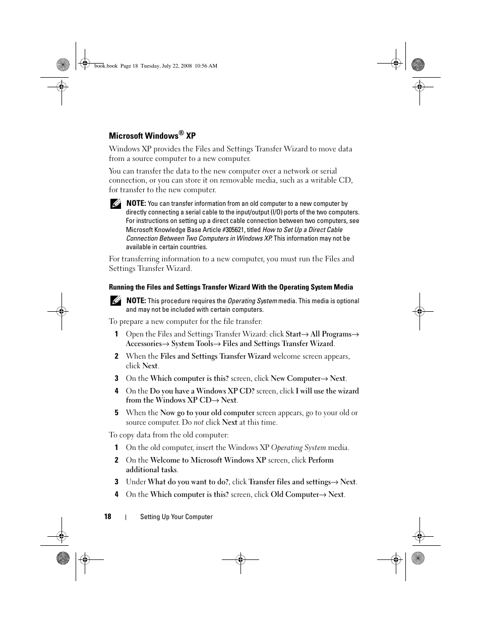 Microsoft windows® xp, Microsoft windows | Dell Precision M2400 (Mid 2008) User Manual | Page 18 / 70