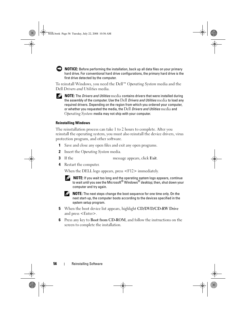 Dell Precision M2400 (Mid 2008) User Manual | Page 56 / 70