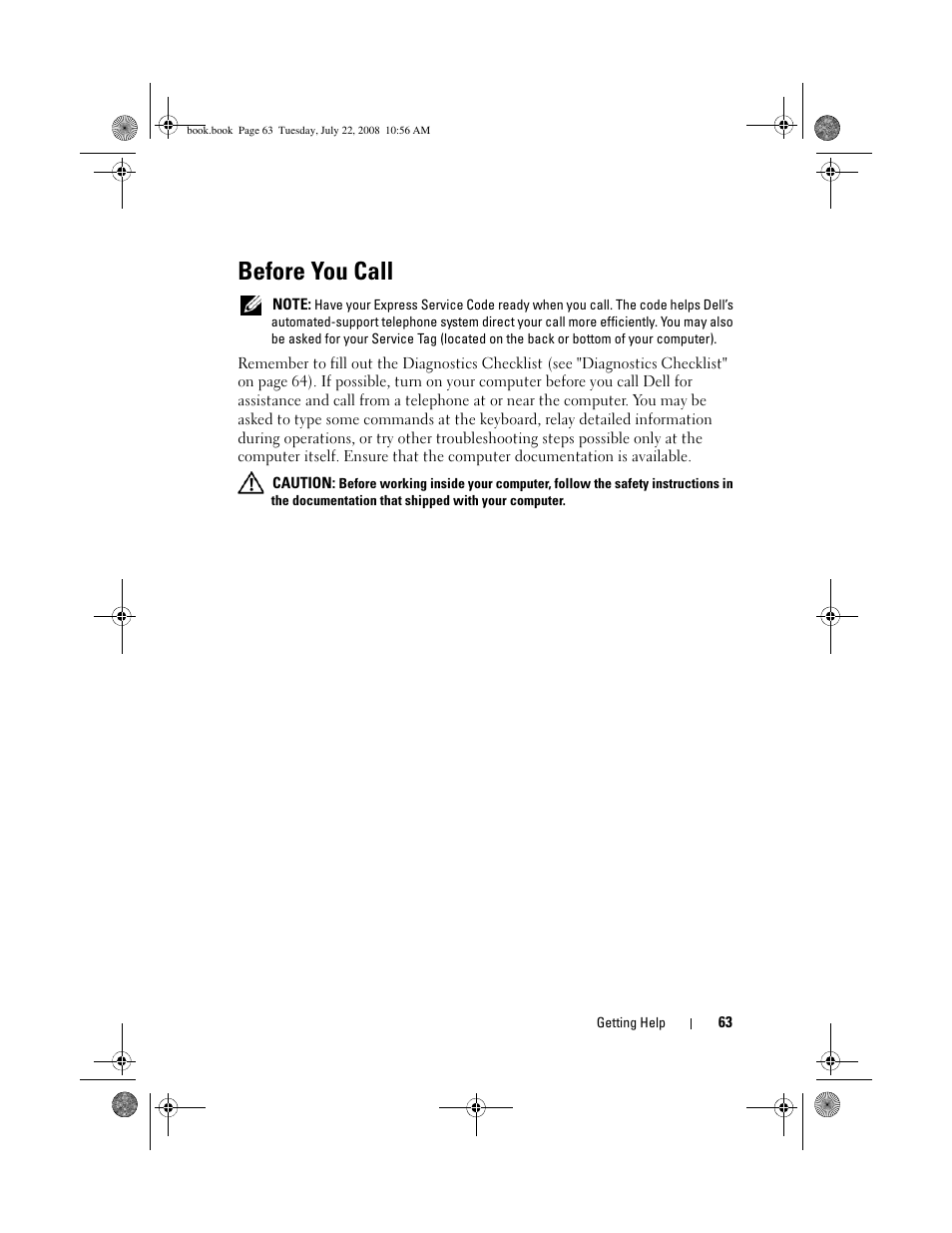 Before you call | Dell Precision M2400 (Mid 2008) User Manual | Page 63 / 70