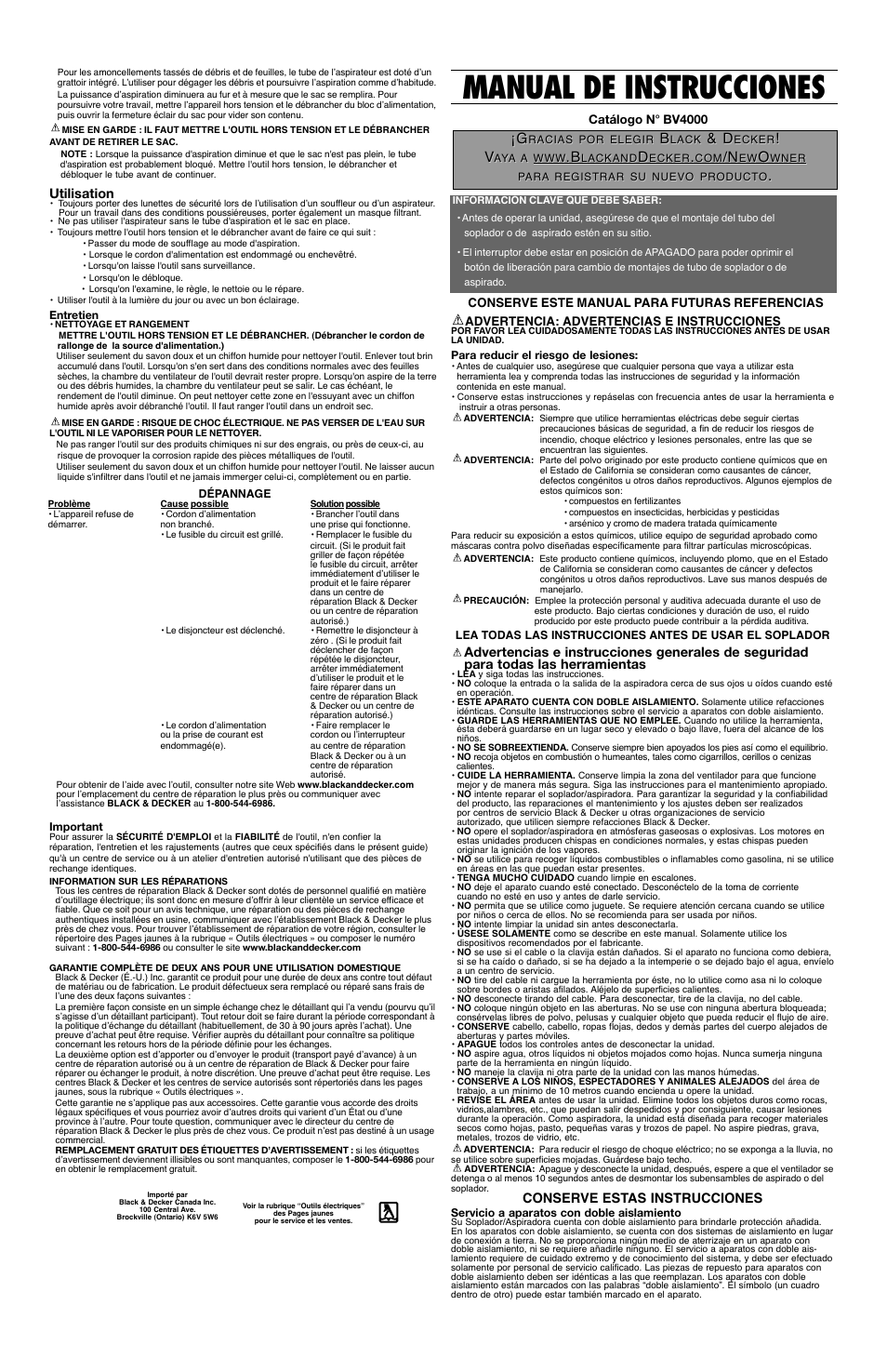 Manual de instrucciones | Black & Decker Leaf Hog 90517736 User Manual | Page 4 / 5