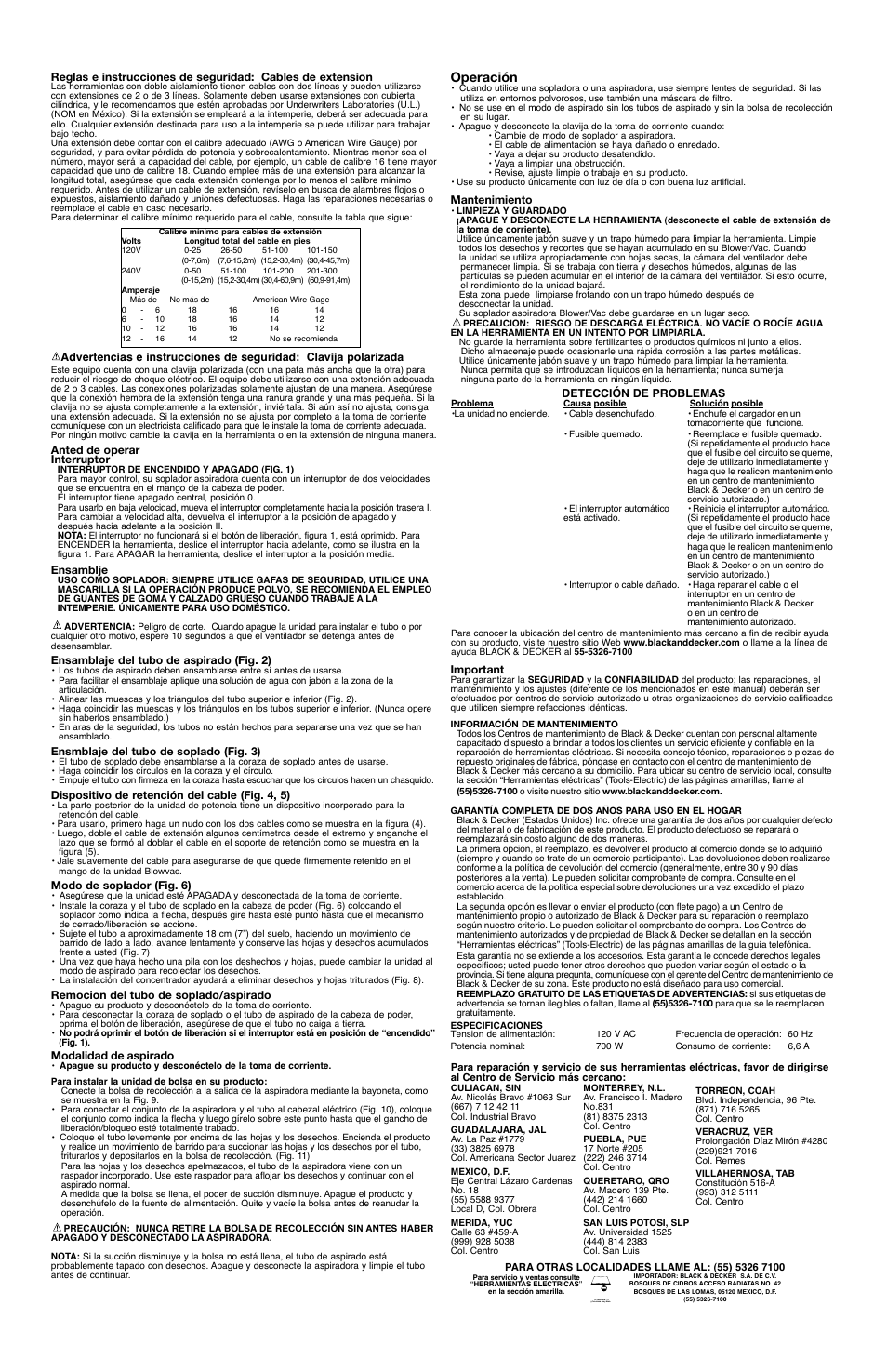 Operación | Black & Decker Leaf Hog 90517736 User Manual | Page 5 / 5
