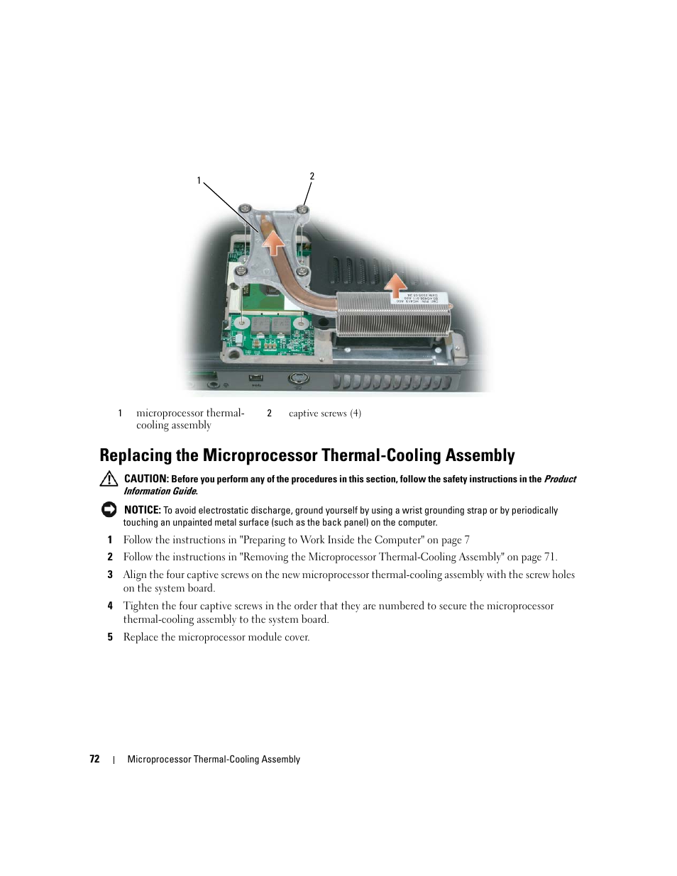 Ly (see "replacing the microprocessor thermal | Dell Inspiron 630m User Manual | Page 72 / 92