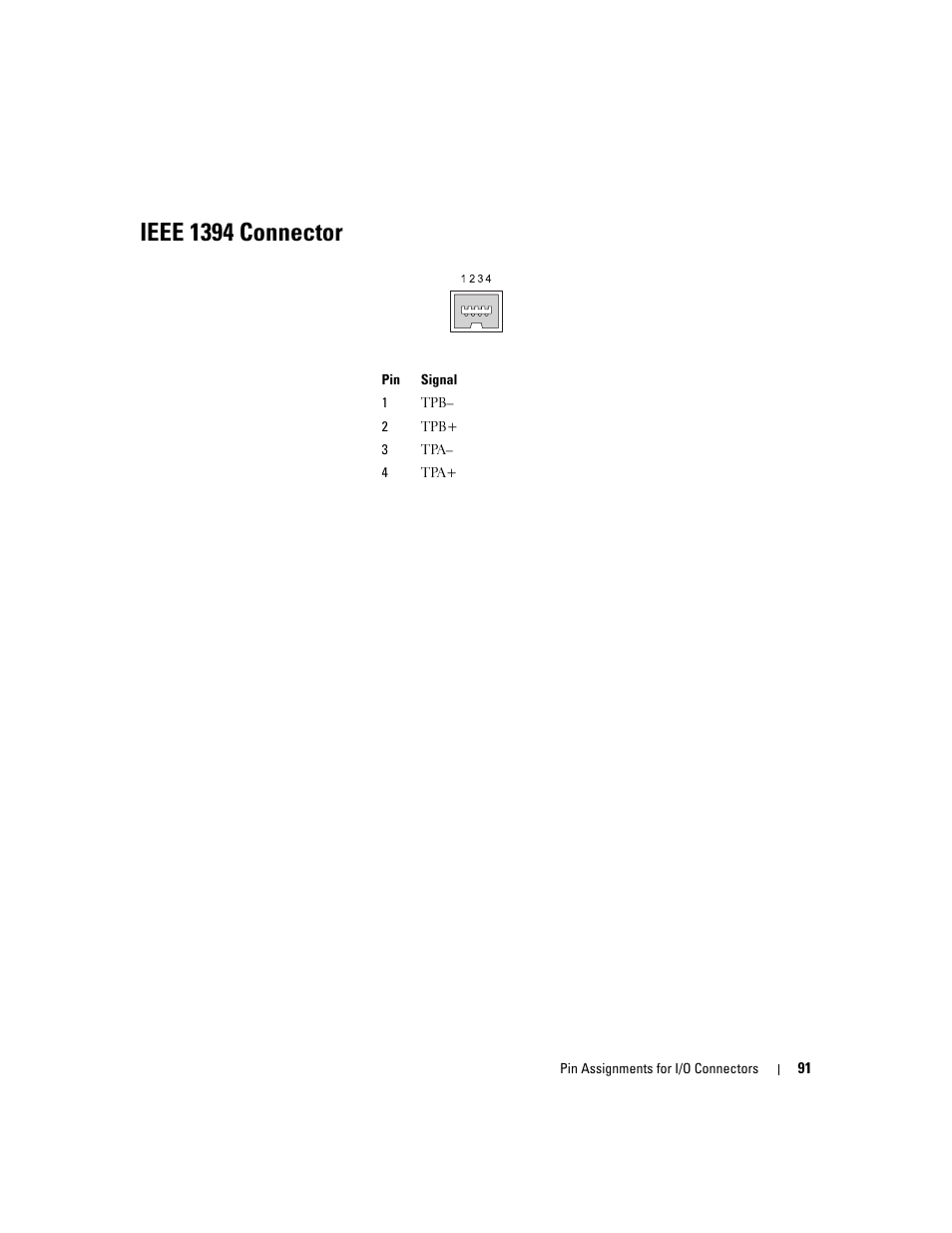 Ieee 1394 connector | Dell Inspiron 630m User Manual | Page 91 / 92