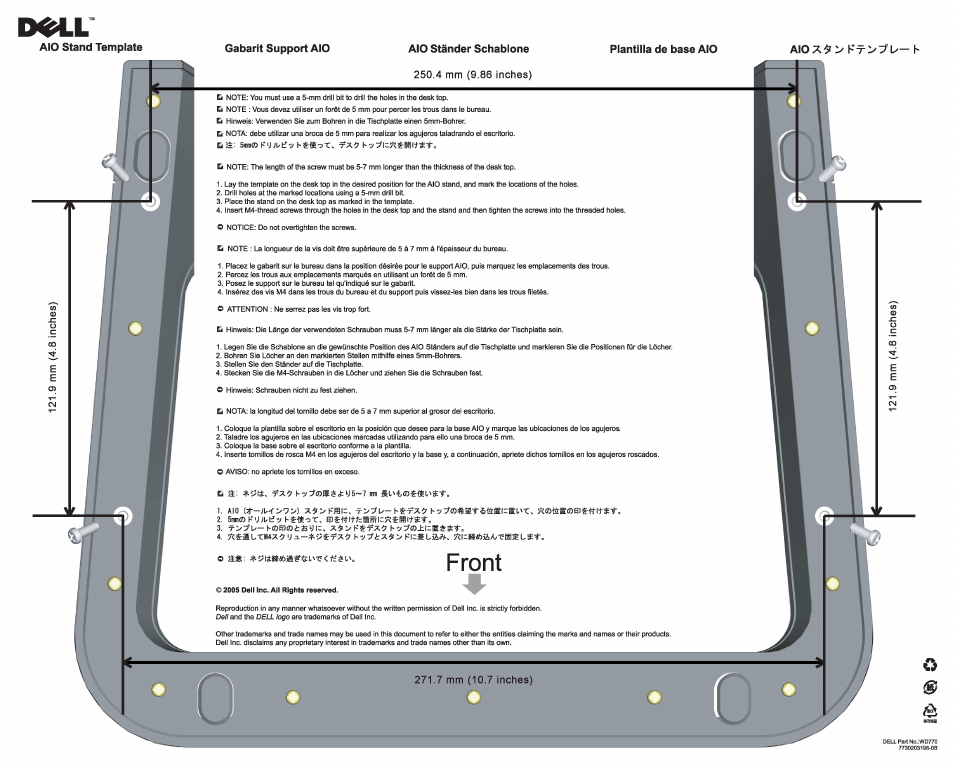 Aio stand template sheet (*.pdf) | Dell 1707FP Monitor User Manual | Page 41 / 45
