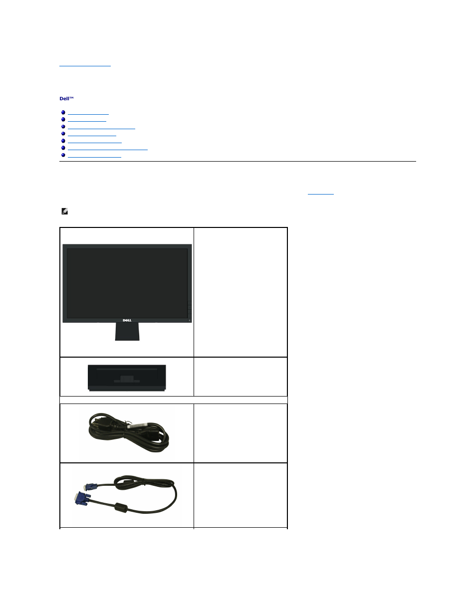About your monitor, Package contents | Dell E1911 Monitor User Manual | Page 2 / 34