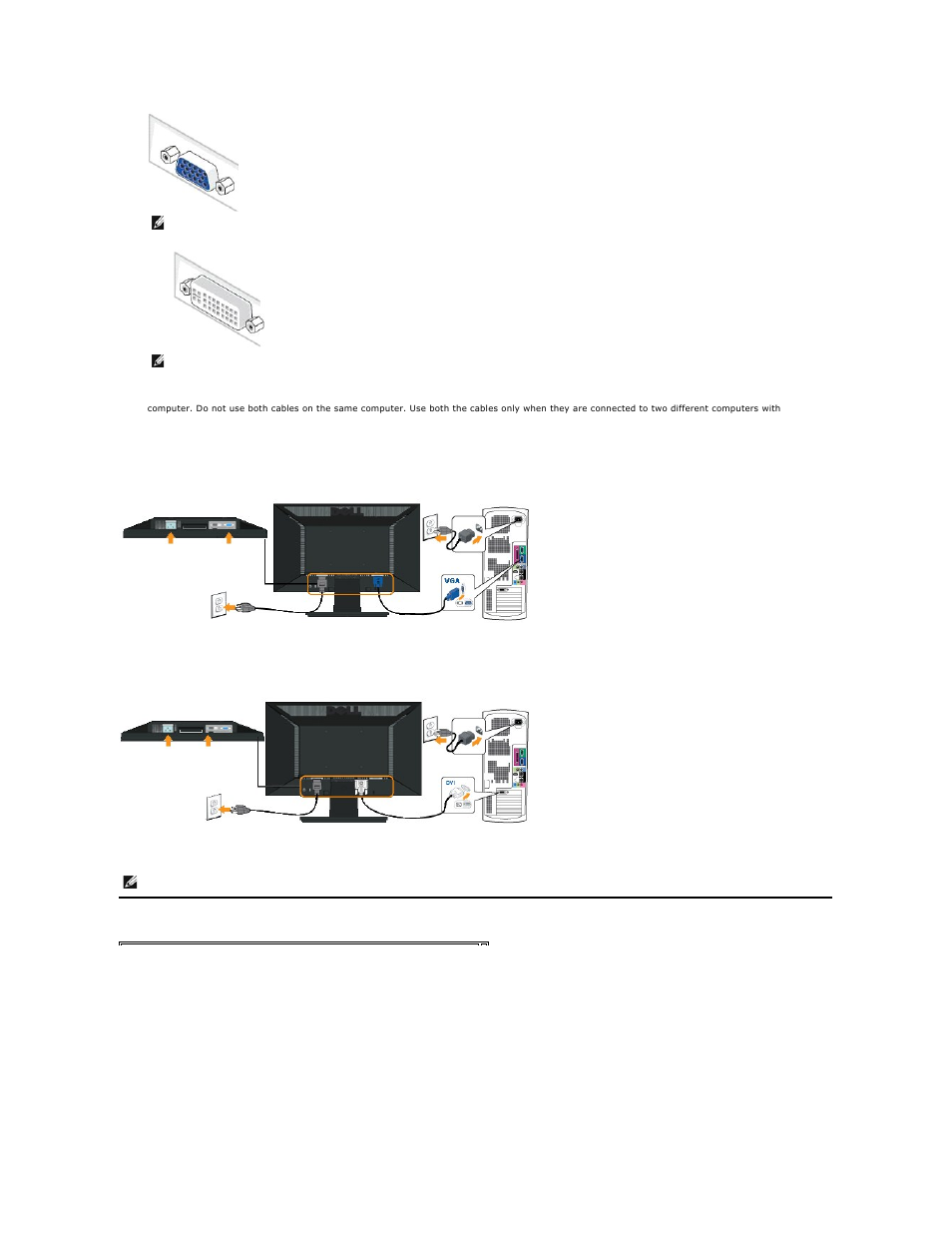 Removing the stand base, Connecting the blue vga cable, Connecting the white dvi cable | Dell E1911 Monitor User Manual | Page 28 / 34