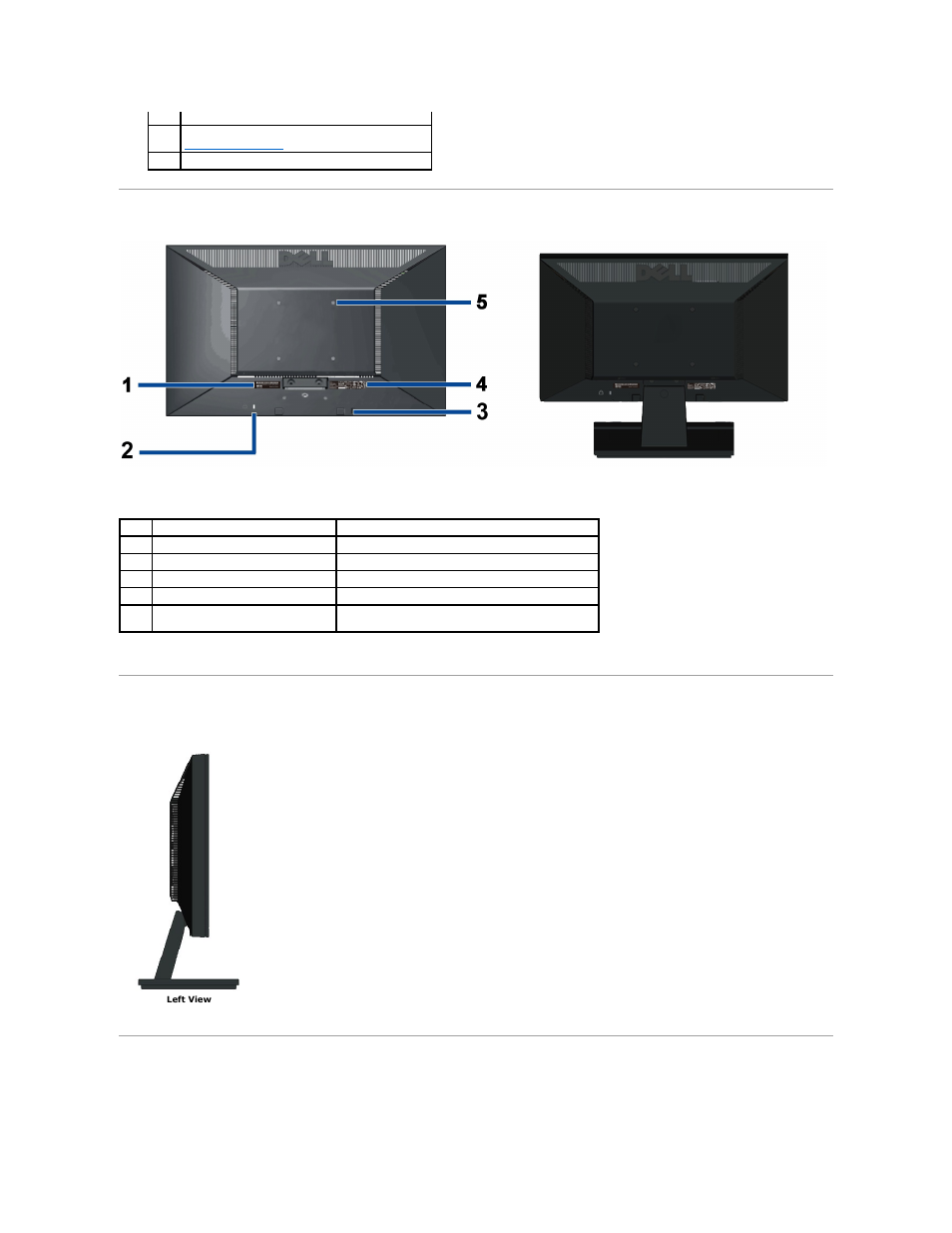 Back view, Side view, Bottom view | Dell E1911 Monitor User Manual | Page 4 / 34