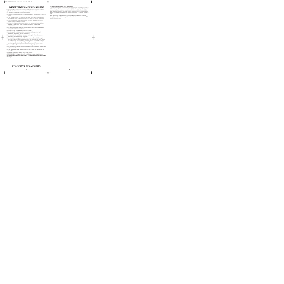 Conserver ces mesures. importantes mises en garde | Black & Decker BDWF7710 User Manual | Page 8 / 13